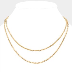 Gold Double Layered Necklace Chain Everyday Simple Chic Casual Metal Cute